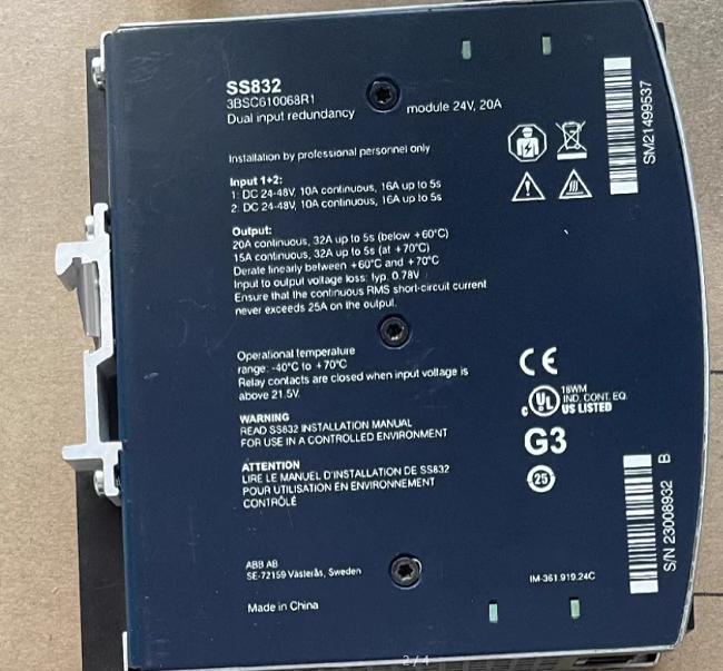  SS832 3BSC610068R1 ABB System Status module Status monitoring diagnosis AC 800M control system Manufactures