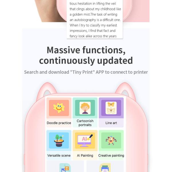 Wireless Pocket Thermal Mini Inkless Printer Adhesive Sticker For IPhone Android