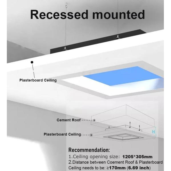 Multi Function 100W Flat Panel Skylights , 120x30 30 Degree Angle Big Sky Skylights