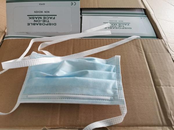 Quality Face Mask, 3 Layers Nonwoven Face Mask With Tie On, Disposable non woven face mask for sale