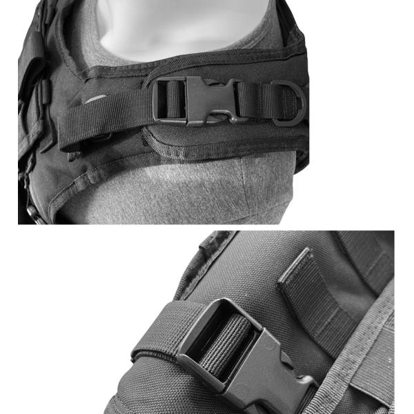 Safety Adjustable Black Vest Protective Jacket with Molle System in Polyester Fabric