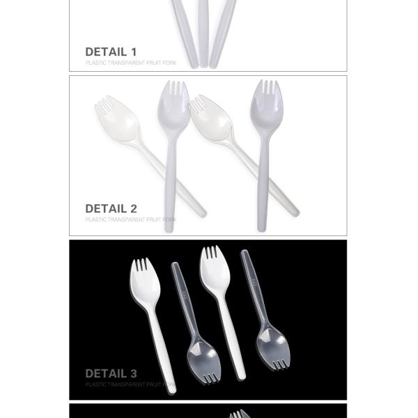 Eco Friendly plastic clear spoon fork with cake reusable plastic spork