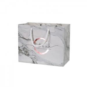  Custom Rose Gold Marble Boutique Gift Paper Carry Bags With Logo Printed Manufactures