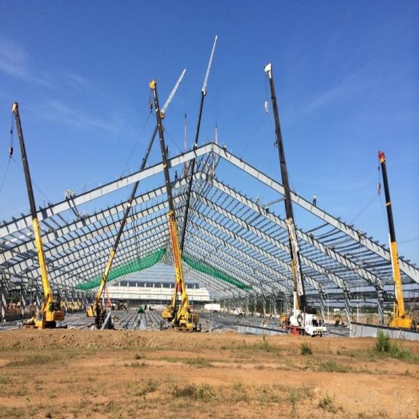 Customized Steel Structure Workshop With Cladding Sheet / Sandwich Panel