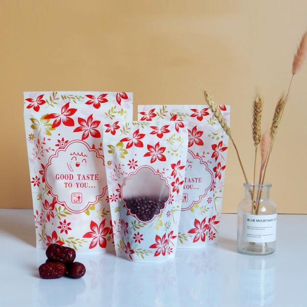 Zipper Glossy Stand Up Plastic Pouch Packaging Custom Logo With Window
