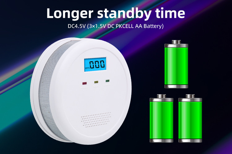 Carbon Monoxide Detector Alarms With Digital LCD Display