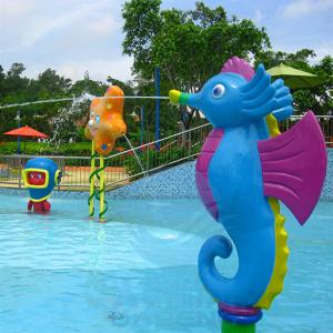 China Water Theme Park Equipment, Fiberglass Water Play Seahorse Spray For Kids on sale