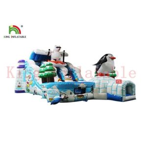  Custom Ice And Snow World Inflatable Dry Slide With Bouncy Course Waterproof Manufactures