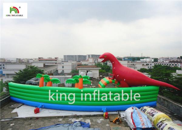 Quality Dinosaur Style Inflatable Water Parks With Pool PVC Tarpaulin UV Resistant for sale