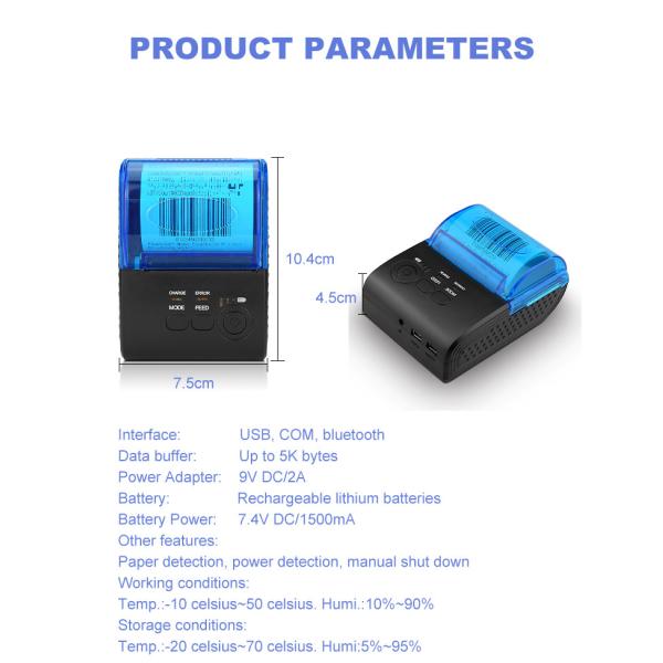 Thermal Wireless 2inch 58mm Receipt Printer USB RS Bluetooth