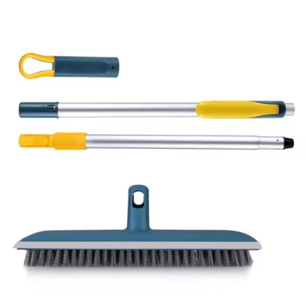Quality 2 In 1 Floor Scrubber Brush With Telescopic Handle Push Broom Brush With Squeegee for sale