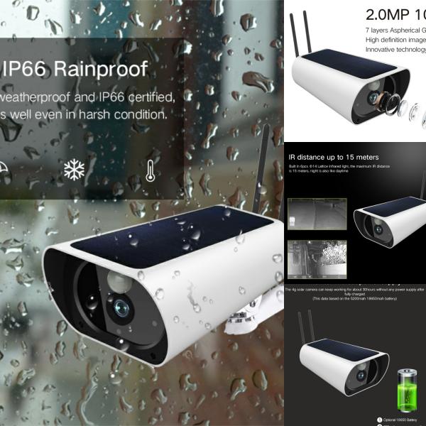  4G Solar Wifi Security Camera 1080P 2 Mega Pixels Night Vision With IR Function Manufactures