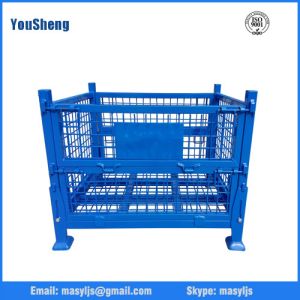 storage wire mesh box stack and fodlable warehouse mesh box