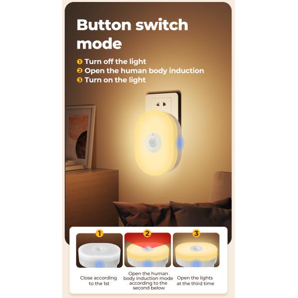 Oval Tuya Pir Sensor Night Light Bathroom Motion Sensor Night Light
