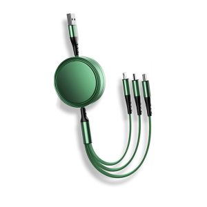 OEM Support Customized 3 In 1 Data Cable 1.3 M 3A TPE With USBA To Micro To Lighting To Type C For Mobile Phone Charging