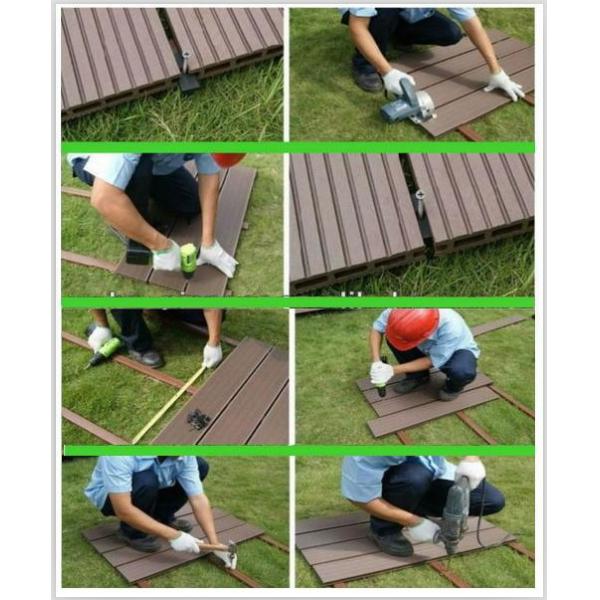 Moisture Resistant Solid Hollow WPC Deck Flooring / Non Slip Composite Decking