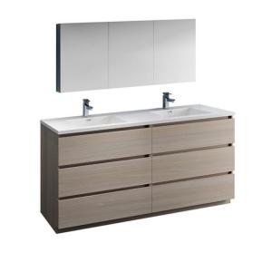  Freestanding Double Sink Vanity , Design Solid Wood Bathroom Vanity Units Manufactures
