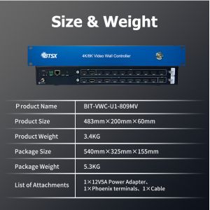4K60 8-in 9-out Video Wall Controller with 28nm Process and DP 1.2 Multi-Screen
