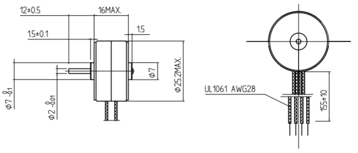 5 V 18 ° Step Angle Durable 25mm Permanent Magnet Stepper Motor Two Phase Four Wire for Medical instruments