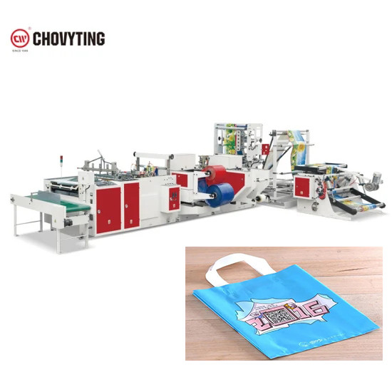 Patch Drawstring Die Cut Soft Loop Handle Plastic Carry Bag Making Machine 60PCS