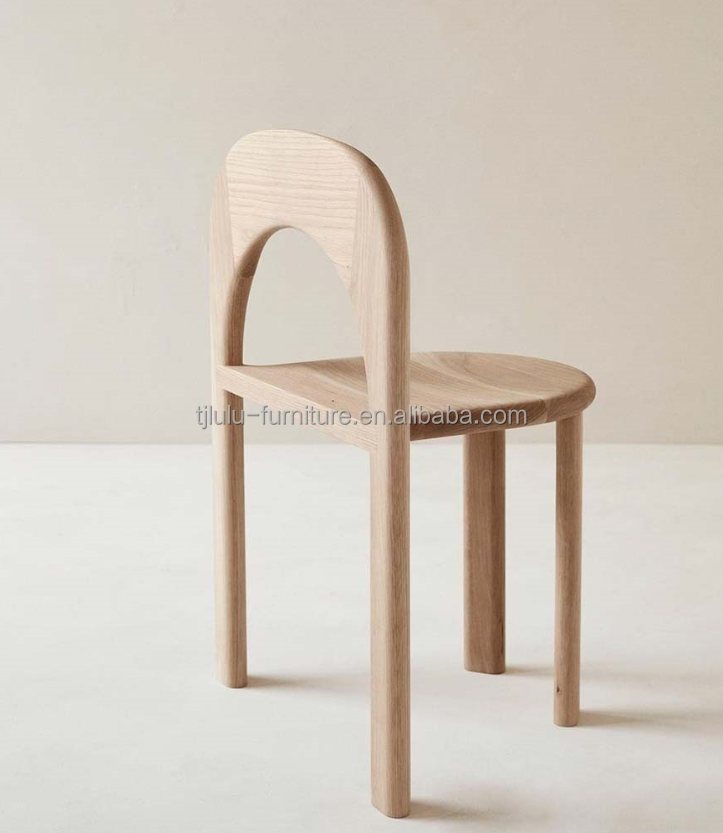 NO Folded Natural Solid Wood Dining Stackable Chair OEM Service Accepted
