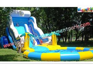  Huge Rent Commercial Inflatable Slide, Blue Sport Water Slide Pool For Adults Manufactures