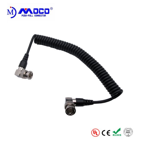 China Spiral SDI Custom Cable Assemblies Right Angle Elbow BNC To R/A BNC RG179 on sale China Spiral SDI Custom Cable Assemblies Right Angle Elbow BNC To R/A BNC RG179 on sale