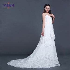  Spaghetti strap sexy low back 5 layers ruffles lace patterns dress ball gown bride dresses wedding Manufactures
