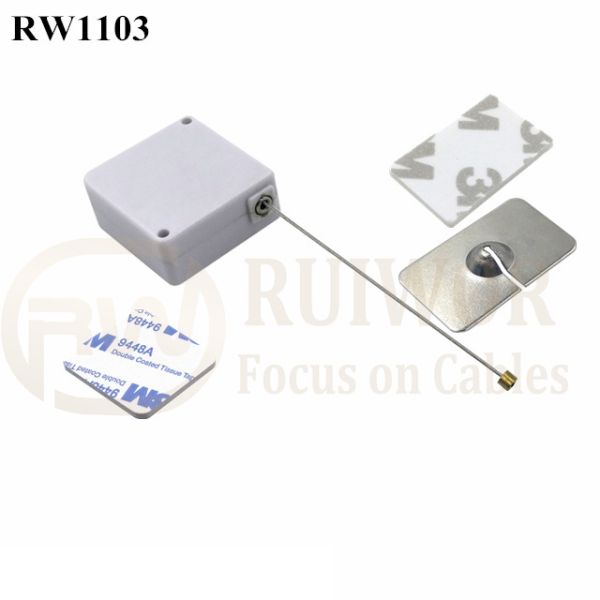 RW1103 Square Retail Security Tether Plus 35X22mm Rectangular Adhesive Metal Plate
