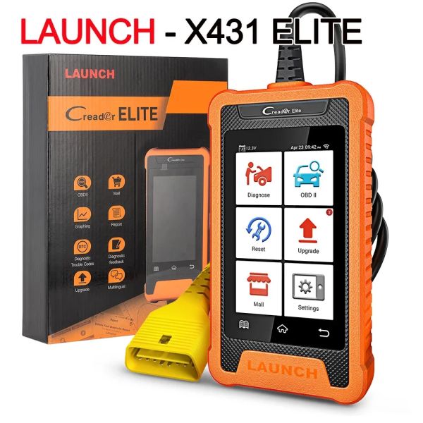 Quality LAUNCH X431 Elite Car Full System Diagnostic Tools Auto OBD OBD2 Scanner Active Test ECU Coding Multilingual Free Update for sale