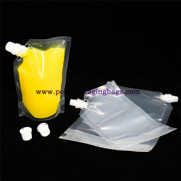 Quality Custom Clear Plastic Liquid Drinking Stand Up Pouch With Spout for sale