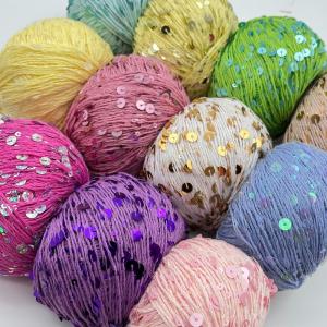  1/2.3NM 55% Cotton 45% Polyester Sequin Yarn Crochet Paillette Yarn For Bag Clothing Knitting Manufactures