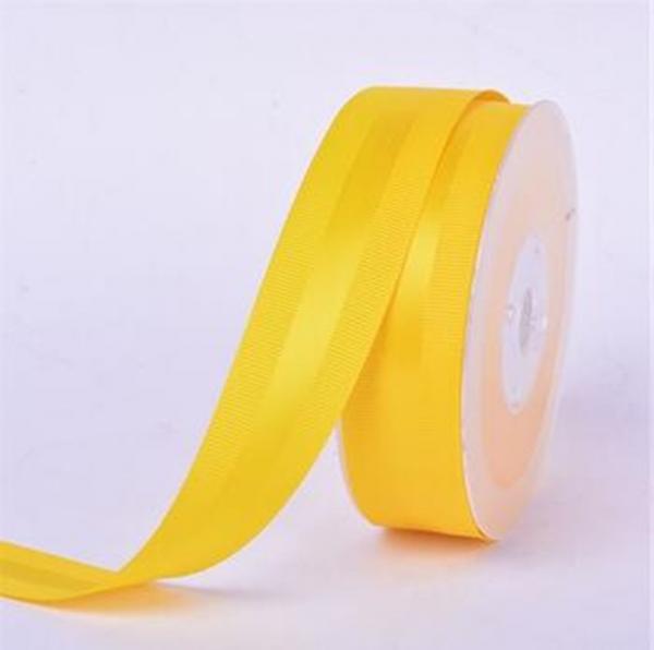 Quality Yellow flower decoration printing printed Grosgrain polyester printed fabric satin ribbon for label printer for sale