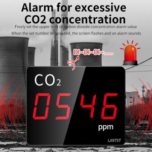 LX975T-A Air Quality Monitor with CO2 Real Time Detection Large LED Display