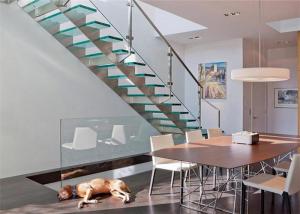  Indoor Flight Modern Straight Staircase Commercial Staircase Laminated Glass Treads Easy Assemblying Manufactures