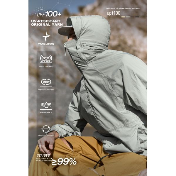 Custom UPF 50+ UV Protection Jacket 63% Polyester 37% Nylon Lightweight Windproof Sun Protection Hoodie Outdoor Custom Logo Skin Coat