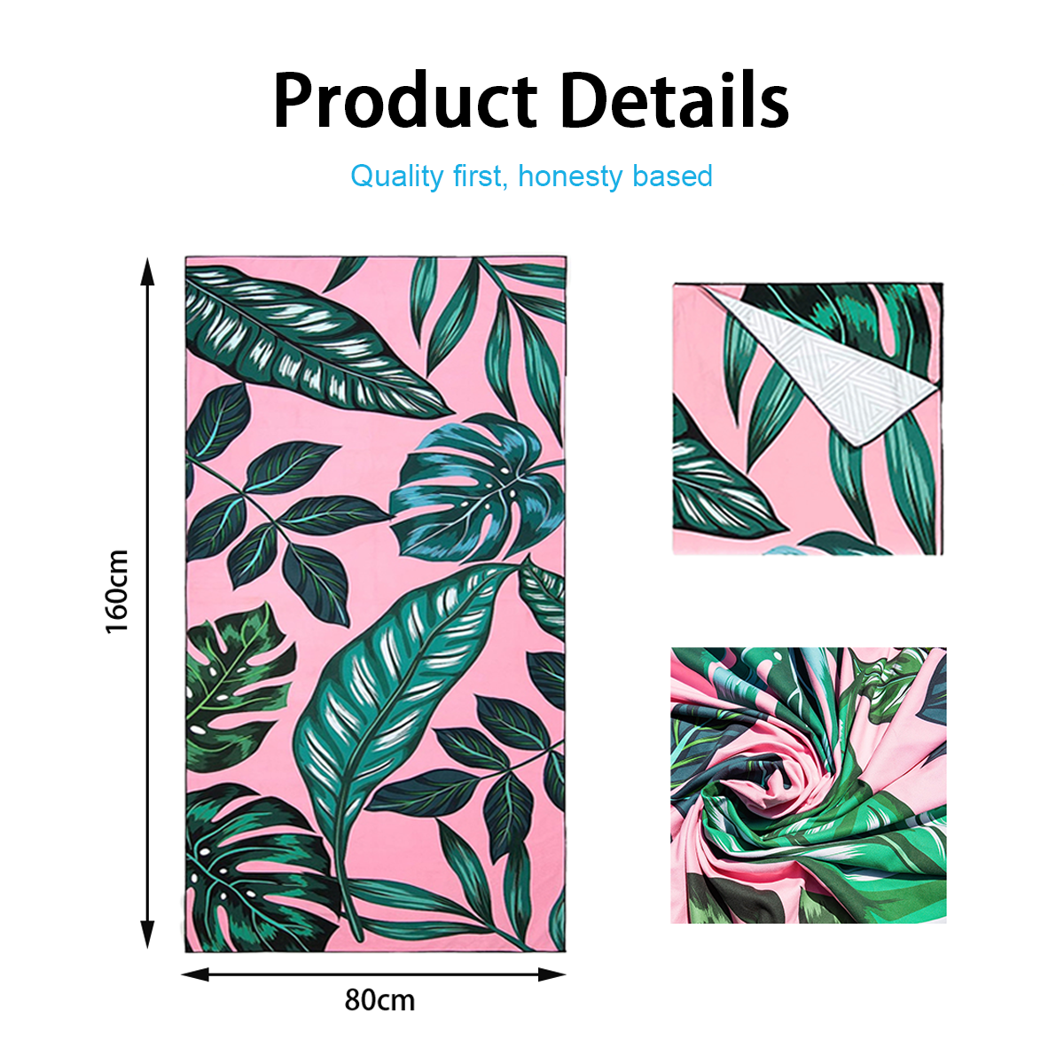 Portable Large Soft Non slip Fast Drying Absorbent Microfiber Beach Towel