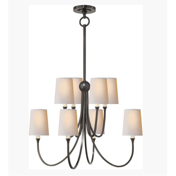 Quality TOB 5010 Reed Large Chandelier 37.5" O/A Height With 8 - E12 Candelabra Socket With Linen Shade for sale