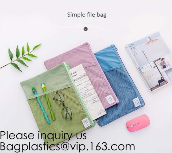 Fashion nylon oxford 600D zipper pencil stationery organizer bags,A4 Zipper Lock Office Stationery File Bag, BAGEASE