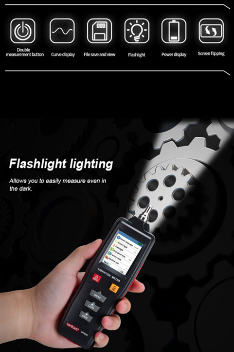 WT63B Color Screen LCD Digital Vibration Analysis Meter for Acceleration Measurement