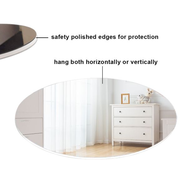 Oval Frameless Wall Mounted Makeup Mirror 1.8CM Thickness