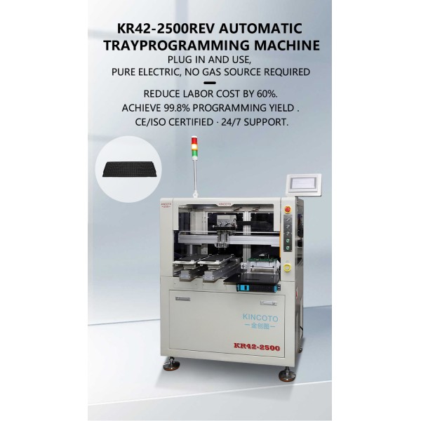 KR42-2500REV Electric Tray IC Programming machine | No Air Source Required | 4 Stations ±0.03mm for QFP/QFN/SOP/BGA