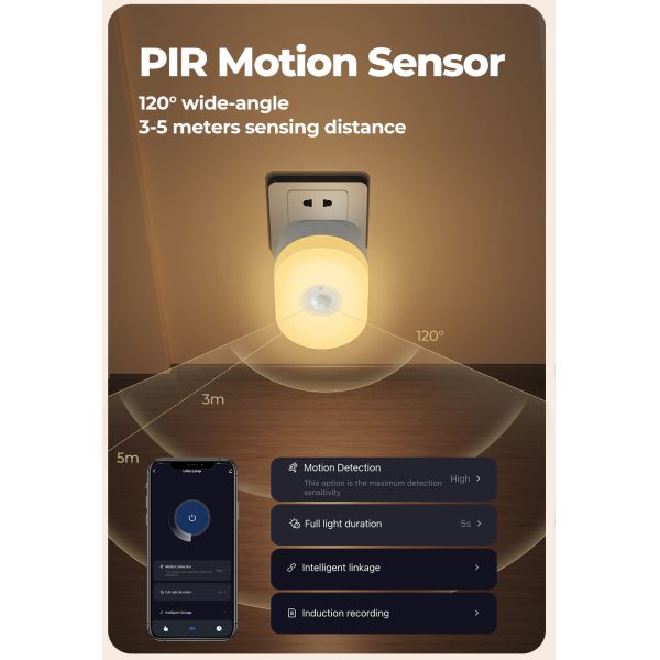 Oval Tuya Pir Sensor Night Light Bathroom Motion Sensor Night Light