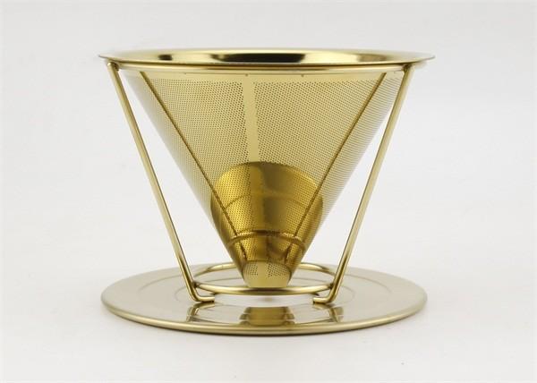 Quality Food Grade Pour Over Coffee Filter Drip Cone Stainless Steel Custom Logo for sale