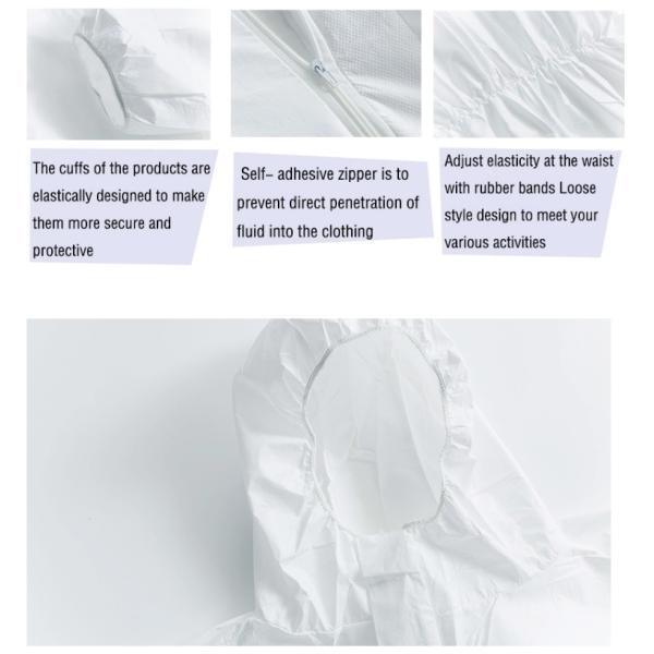 Waterproof 65gsm Microporous Disposable Coverall