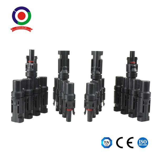 Quality 2 Pairs Solar Branch Connector T Type 1 To 4 MMMMF + FFFFM For Parallel Connection for sale