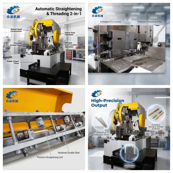 Energy Saving Fully Automatic Steel Wire Straightening Cutting Machine Screw Bolt Thread Rolling Machine