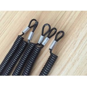 Flexible plastic customized size coil tether w/mini loop on two ends simple tool