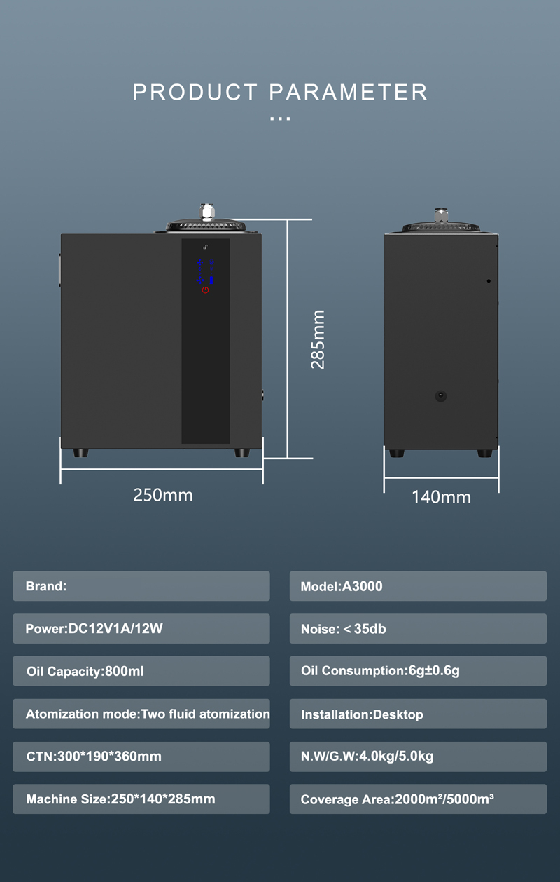 Smart Control HVAC 800ml Wall Mounted Aroma Diffuser with Bluetooth for 5000m3 Coverage