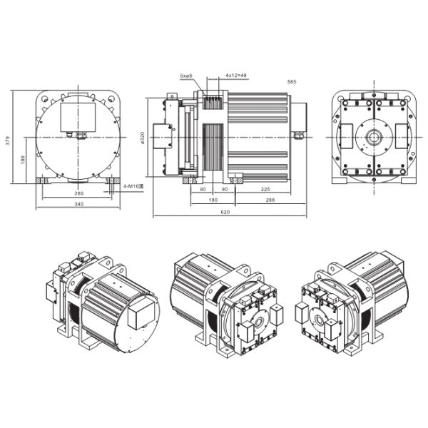 Motor Sheave 320mm Elevator Gearless Motor For Elevator Parts